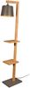 Stehlampe RODRIGO mit Holz Ablage - Metall Lampenschirm Silber, Höhe 165cm Bild 2