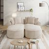Flieks Chenille Cloud Sofa 2-Sitzer, modulares Doppelsofa ohne Rahmen, mit extra großer Doppel-Chaiselongue, inkl. Kissen, kein Aufbau nötig, Beige Bild 3