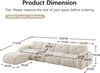 Flieks Modulares Sofa 4-Sitzer mit Hocker, Cloud Sofa mit runden Armlehnen, Chenille weich, rahmenlos bodennah, Lounge Sofa, Beige Bild 4