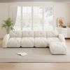 Flieks Modulares Sofa 4-Sitzer mit Hocker, Cloud Sofa mit runden Armlehnen, Chenille weich, rahmenlos bodennah, Lounge Sofa, Beige Bild 2