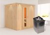 Karibu Sauna Sodin mit Dachkranz + 9kW Saunaofen mit integrierter Steuerung Energiespartür Bild 2