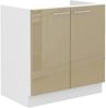 Spülenschrank 80 Lara Cappuccino Hochglanz + Weiß matt Küchenzeile Küchenblock Bild 5