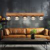 Pendelleuchte, Holzoptik, Kugeln Rauchglas, L 115 cm Bild 5