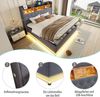 Polsterbett 160x200 cm mit LED-Beleuchtung und Stauraum – USB-Anschluss, grauer Leinenbezug Bild 3