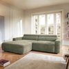 Selsey 'Fando' Ecksofa mit elektrischem Sitzauszug, Ottomane links, Chenille Salbeigrün Bild 2