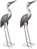 2er Set Solarbetriebene LED Deko Figuren Kranich aus Metall in Grau, Höhe 77cm Bild 2