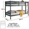 Etagenbett >Moritz< grau, inkl. 2x Rollrost, Kiefer teilmassiv - 97x140x207cm (BxHxT) Bild 5