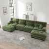 Ecksofa modular in Grün aus Vintage-Chenille, mit beweglichen Ottomans und tiefem Komfortsitz,81x406x145 cm Bild 3