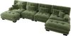 Ecksofa modular in Grün aus Vintage-Chenille, mit beweglichen Ottomans und tiefem Komfortsitz,81x406x145 cm Bild 4