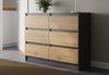 Home Collective Kommode mit 6 Schublade 80, 100, 120, 140 cm breit Holz Schrank (Highboard Anrichte Schlafzimmer Wohnzimmer Flur Büro Organizer), Kommode 120 cm breit Kommode Sideboard, Anthrazit mix Artisan-Eiche Bild 5