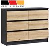 Home Collective Kommode mit 6 Schublade 80, 100, 120, 140 cm breit Holz Schrank (Highboard Anrichte Schlafzimmer Wohnzimmer Flur Büro Organizer), Kommode 120 cm breit Kommode Sideboard, Anthrazit mix Artisan-Eiche Bild 4