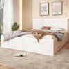 Polsterbett 140×200 cm aus Massivholz und MDF mit zwei Schubladen und Matratze, weiß Bild 3