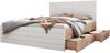 Polsterbett 140×200 cm aus Massivholz und MDF mit zwei Schubladen und Matratze, weiß Bild 5