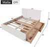 Polsterbett 140×200 cm aus Massivholz und MDF mit zwei Schubladen und Matratze, weiß Bild 4