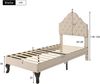 Polsterbett 90×200 cm aus Samt-Stoff mit Lattenrost und verstellbarem Kopfteil, beige Bild 4