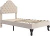 Polsterbett 90×200 cm aus Samt-Stoff mit Lattenrost und verstellbarem Kopfteil, beige Bild 5