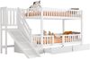 Kinder-Etagenbett 90x200 cm mit Rutsche, Treppe und 2 Schubladen – Massivholz in Weiß Bild 5
