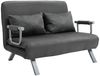HOMCOM Schlafsofa Zweisitzer mit Bettfunktion, Einzelbett mit Kissen, Schlafsessel 1 Teile, für Wohnzimmer, Grau Bild 5