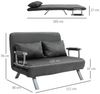 HOMCOM Schlafsofa Zweisitzer mit Bettfunktion, Einzelbett mit Kissen, Schlafsessel 1 Teile, für Wohnzimmer, Grau Bild 2