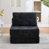Schlafsofa Sitzfläche 79*79*57 cm, Chenille schwarz, klappbar mit Kopf- und Lendenkissen, hochdichter Schaum Bild 3