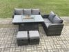 Fimous Polyrattan Gartenmöbelset Gasfeuerstelle Esstisch und Sofa set mit 2 kleine Fußhockern Bild 3