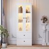 Vitrine mit LED-Beleuchtung 16 Farben, Glasvitrine mit Schubladen, Highboard mit USB, Weiß, Stauraumschrank für Wohnzimmer & Büro Bild 4