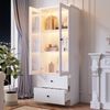 Vitrine mit LED-Beleuchtung 16 Farben, Glasvitrine mit Schubladen, Highboard mit USB, Weiß, Stauraumschrank für Wohnzimmer & Büro Bild 3