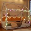 Tagesbett Haus Design 90x200 cm Mit LED-Beleuchtung (4 Farben) Massivholz Rahmen Leinen Bezug 120 kg Tragkraft Bild 4