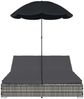 vidaXL Outdoor-Loungebett mit Sonnenschirm Poly Rattan Grau 48125 Bild 5