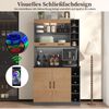 100 x 47 x 187 cm, Küchenschrank, Buffet mit LED-Ambiente-Beleuchtung und Kabellöchern, Küchen-Highboard aus Holz, großer Platz für Mikrowelle, freistehend, höhenverstellbare seitliche Ablagefächer Bild 2