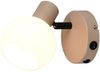 Wandstrahler BOBA mit Schalter aus Metall in Beige und Glasschirm, Höhe 13,5cm Bild 2