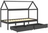 vidaXL Hausbett 90x200 cm, Dunkelgrau, Kiefer massiv, mit zwei Schubladen Bild 5