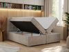 Boxspringbett, Doppelbett, Polsterbett mit Kopfstütze - CARMEN - 160x200cm - Beige Stoff - H4 Bild 2