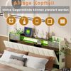 Merax Polsterbett, LED Schwebebett Doppelbett 160x200cm mit USB-Aufladen und Stauraum, beige Bild 5