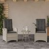 vidaXL 3-tlg. Bistro-Set mit Kissen Hellgrau Poly Rattan 365182 Bild 3
