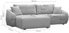 Ecksofa Designersofa Sofa ELISE in Stoff Wind Hellgrau Ottomane Rechts Bild 2