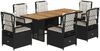 vidaXL 7-tlg. Garten-Essgruppe mit Kissen Schwarz Poly Rattan 3262924 Bild 2