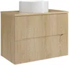 Vente-unique - ORISO Waschbeckenmöbel Holz, Platte Beige - B 46 cm x H 57 cm x L 80 cm Bild 3