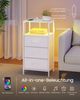 SONGMICS Nachttisch mit LED-Beleuchtung und Ladestation, 2er Set, Nachttisch mit 3 Schubladen und offenem Fach, weiß Bild 4