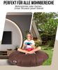 PATCH HOME 2 in 1 Sitzsack Sessel – Ø125 cm – Braun, bequemer Sitzsack aus Luxus-Polyester-Gewebe, bereits befüllt Bild 4