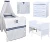 Baby-Delux Babyzimmer-Komplettset Babyzimmer 140x70 weiß Komplettset, (13-tlg), Babybett Wickelkommode Bettwäsche Set Komplettzimmer Bild 1