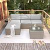 Flieks Gartenlounge-Set, Polyrattan Gartenmöbel Ecksofa mit kissen und Glas-Tischplatte Bild 4