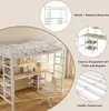 Hochbett mit Schreibtisch, Trittleiter, Regal, Lattenrost und Rausfallschutz, 90x200 cm, Metallbett, Jugendbett Bild 4