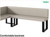 MEBLINI Eckbank für Esszimmer mit ausziehbarem Tisch - Küchenbank - Essecke - Sitzecke Küche - TONI - U-Beine 142x196x87cm Links - Beige Kunstleder/B Schwarz Hochgl. Bild 5