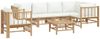 vidaXL 7-tlg. Garten-Lounge-Set mit Cremeweißen Kissen Bambus 3155205 Bild 3