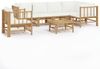 vidaXL 7-tlg. Garten-Lounge-Set mit Cremeweißen Kissen Bambus 3155205 Bild 2