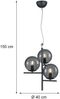 LED Pendelleuchte Anthrazit mit Glaskugeln aus Rauchglas 3-flammig, Ø 40cm Bild 4