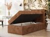 Boxspringbett TILIANO 90x200 Cord inkl. Bettkasten, Einzelbett 7-Zonen Multipocket-Matratze & Topper, Modernes Design mit hohem Kopfteil - Orange Cordstoff - H3 - Topper T25 Bild 3