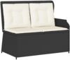 vidaXL Gartenbank mit Kissen Schwarz und Cremeweiß Poly-Rattan 3394440 Bild 2