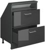 Küchenschrank für Dachschrägen R-Line Anthrazit Hochglanz 60 cm mit 2 Schubladen Vicco Bild 5